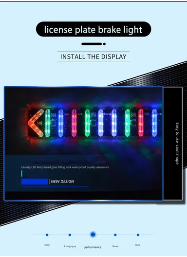 1PC Motorcycle Colorful Adhesive Flash Direction Lamp Stop Indicator Tail Light Flowing Water Lights Arrow License Plate Turn Brake Light (L30 x W3.2)cm