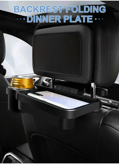 Car Rear Seat Dining Table, Multi-Functional Foldable Car Seat Tray With Drink Pocket 3R-2132