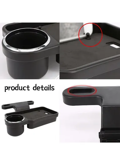 Car Rear Seat Dining Table, Multi-Functional Foldable Car Seat Tray With Drink Pocket 3R-2132