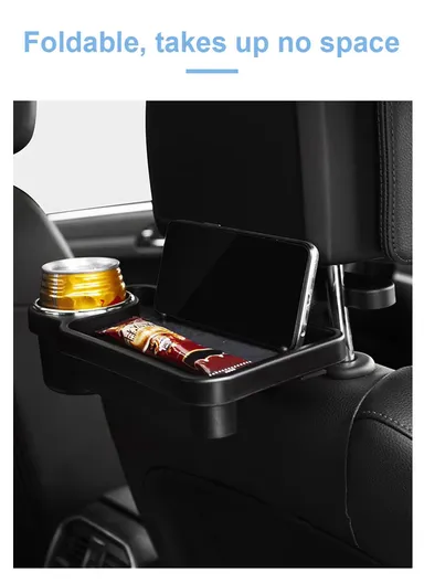 Car Rear Seat Dining Table, Multi-Functional Foldable Car Seat Tray With Drink Pocket 3R-2132