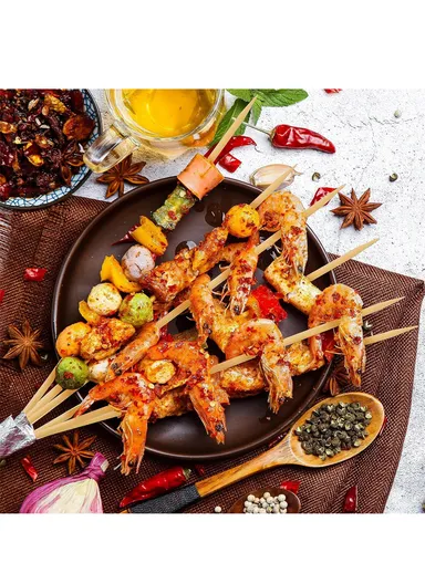 40cm Round Bamboo Skewers, Bamboo Sticks for Grilling Meat, Satays &amp; Skewered Vegetables