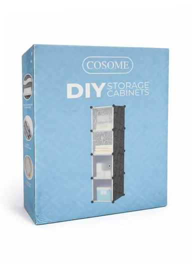 8-Layer 4 Cubes Shoe Rack Stand Plastic Storage Organizer Cabinet (W40 x D30 x H120)cm - Blue