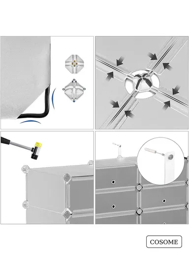 6 Levels Shoe Rack Cube Organizer DIY Plastic Storage Organizer Cabinet (W48 x D37 x H120)cm- White