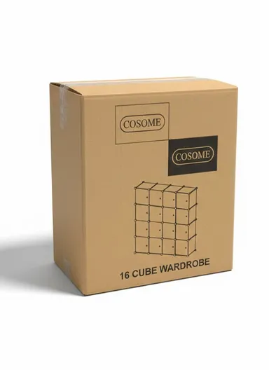 4 Shelves 16 Cubes DIY Clothing Mixed Colors Plastic Storage Cabinet with 3 Hanging Rods (W140 x D35 x H140)cm - Black