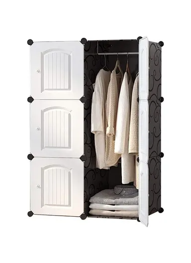 3 Shelves DIY Plastic Storage Cabinet (W70 x D35 x H105)cm - Black