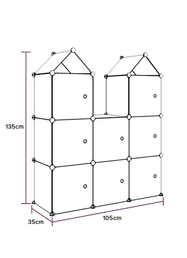 8-Cubes 4-Shelves Kids Heavy-Duty Durable DIY Closet Bedroom Wardrobe Organizer (W105 x D35 x H135)cm - Pink