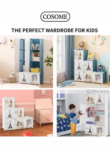 8 Cubes 2 Columns 4 Rows Waterproof DIY Plastic Storage Cabinet (W70 x D35 x H140)cm - White