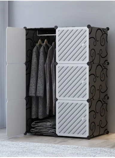 6 Cubes Waterproof DIY Plastic Storage Cabinet (W70 x D35 x H105)cm - Black