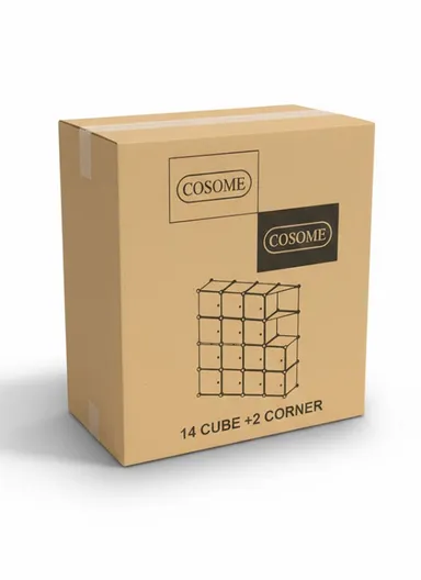 4 Shelves 14 Cubes DIY Clothing Mixed Colors Plastic Storage Cabinet (W140 x D35 x H140)cm - Black