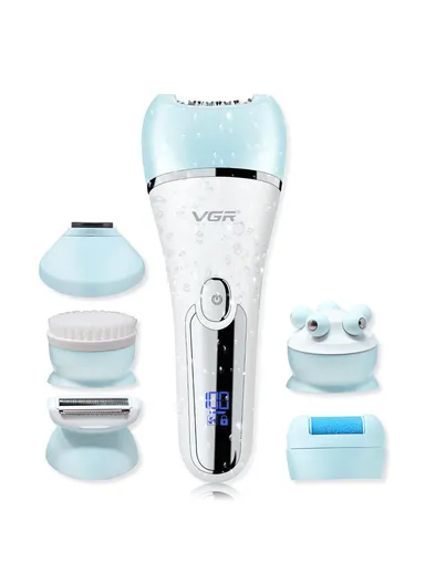 6-in-1 Waterproof Professional Epilator Lady Care Set For Women V-733 - Blue