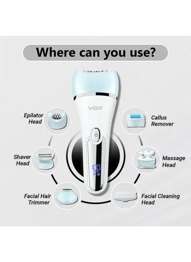 6-in-1 Waterproof Professional Epilator Lady Care Set For Women V-733 - Blue