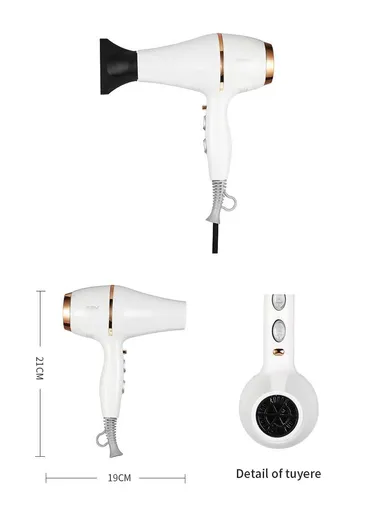 1800-2200W 3-Heat Settings Professional Hair Dryer With 2-Speeds &amp; Built-In AC Motor V-414 - White