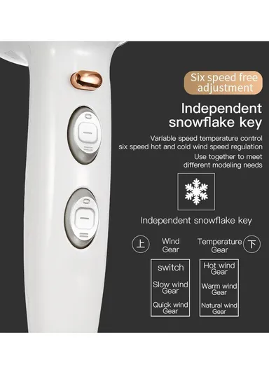 1800-2200W 3-Heat Settings Professional Hair Dryer With 2-Speeds &amp; Built-In AC Motor V-414 - White