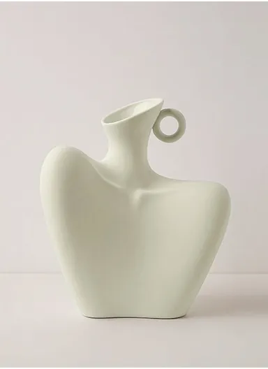 Body Art Ceramic Vase, Modern Minimalism Style  Clavicle Flower Vessel,  for Home Living Room Bedroom Desk Decor WZ11-22 (W18.5 x H22)cm - White