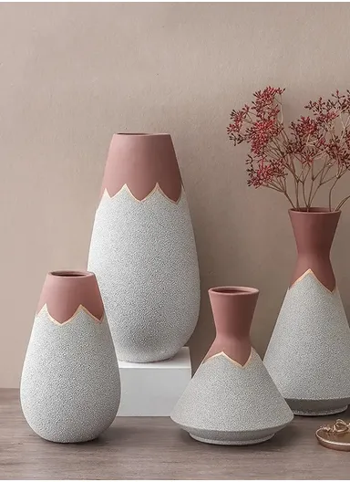 Custom Creative Morandi Porcelain Ornament Modern Luxury Nordic Tabletop Ceramic Vase for Home Decor JK-004W-2 (D14 x H23)cm - Light Gray