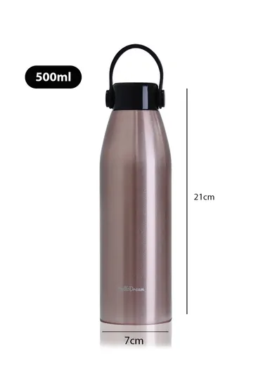 500ml SS-304 Hot &amp; Cold Sport Vacuum Cup For Outdoor Activities (D7 x H24)cm - Golden Rose