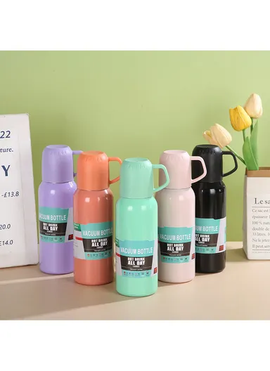 648ml 304 Stainless Steel Vacuum Bottle Double Wall Large Mouth Leak-Proof For Hot &amp; Cold Drinks 5174 (D7 x H26)cm - Pink