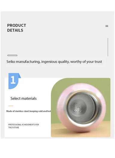 648ml 304 Stainless Steel Vacuum Bottle Double Wall Large Mouth Leak-Proof For Hot &amp; Cold Drinks 5174 (D7 x H26)cm - Pink