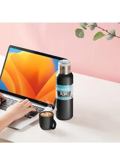 648ml 304 Stainless Steel Vacuum Bottle Double Wall Large Mouth Leak-Proof For Hot &amp; Cold Drinks 5174 (D7 x H26)cm - Purple