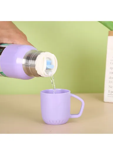 648ml 304 Stainless Steel Vacuum Bottle Double Wall Large Mouth Leak-Proof For Hot &amp; Cold Drinks 5174 (D7 x H26)cm - Purple