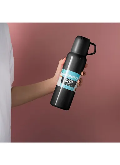 648ml 304 Stainless Steel Vacuum Bottle Double Wall Large Mouth Leak-Proof  For Hot &amp; Cold Drinks 5174 (D7 x H26)cm - Orange