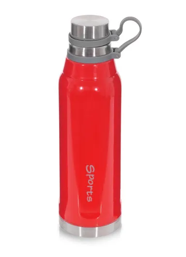 800ml SS-304 Vacuum Bottle Double Wall Large Mouth Leak-Proof For Hot &amp; Cold Drinks 5127 (D8 x H29)cm - Red