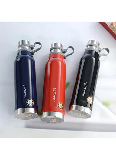 800ml SS-304 Vacuum Bottle Double Wall Large Mouth Leak-Proof For Hot &amp; Cold Drinks 5127 (D8 x H29)cm - Red