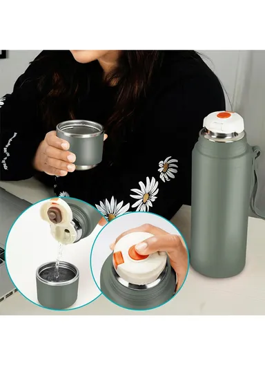 800ml Classic Vacuum Bottle Leak-Proof For Hot &amp; Cold Drinks 5171 (D8 x H28)cm - Black