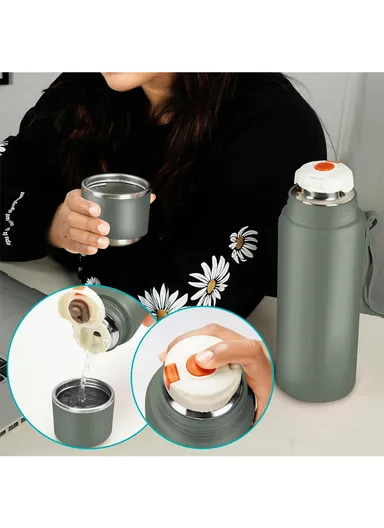 800ml Classic Vacuum Bottle Leak-Proof For Hot &amp; Cold Drinks 5171 (D8 x H28)cm - Grey