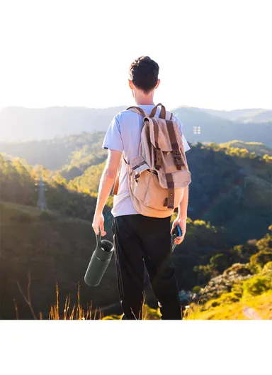 1000ml SS-304 Classic Vacuum Bottle Double Wall Large Mouth Leak-Proof  With Leather Case 5172 (D8 x H31)cm - Pink