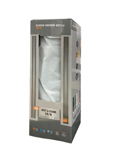 1000ml SS-304 Classic Vacuum Bottle Double Wall Large Mouth Leak-Proof  With Leather Case 5172 (D8 x H31)cm - Pink