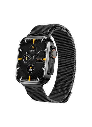D68 1.75" 47mm Full Touch Screen Smart Watch &amp; Classic Watch With 3 Strap, 2 Bracelet &amp; Wireless Charger (App: Olywear) - Black