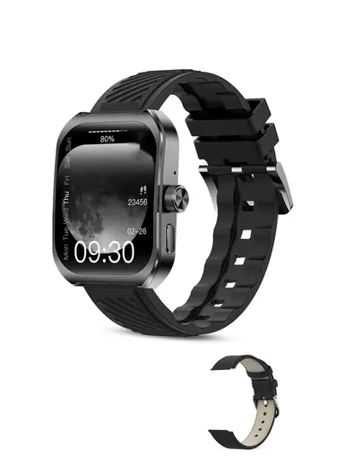 Z88 Pro 1.75" 49mm Full Touch Screen IP67 With 2 Strap &amp; Wireless Charger (App: RDFit) - Black