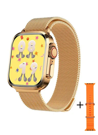 A10 Ultra Pro 1.75" 47mm Full Touch Screen With 2 Strap &amp; Wireless Charger (App: HiWatch Plus) - Gold