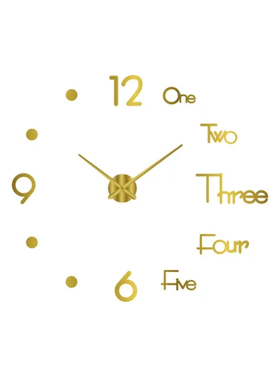 80cm 3D DIY Silent Sweeping Wall Clock, Decor Wall Clock, Simple Metal Pointer Battery Power Clock for Living Room, Office, Bedroom Room &amp; Decoration 12s036-M - Gold
