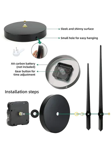 80cm 3D DIY Silent Sweeping Wall Clock, Decor Wall Clock, Simple Metal Pointer Battery Power Clock for Living Room, Office, Bedroom Room &amp; Decoration 12s036-M - Gold