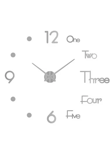 80cm 3D DIY Silent Sweeping Wall Clock, Decor Wall Clock, Simple Metal Pointer Battery Power Clock for Living Room, Office, Bedroom Room &amp; Decoration 12s036-M - Silver