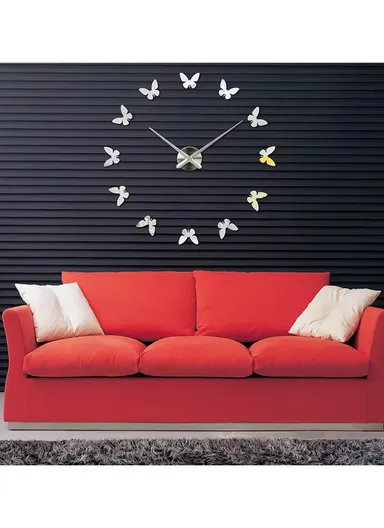 60cm 3D DIY Silent Sweeping Wall Clock, Decor Wall Clock, Simple Metal Pointer Battery Power Clock for Living Room, Office, Bedroom Room &amp; Decoration 12s001-S - Silver