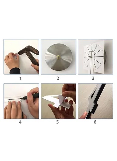 60cm 3D DIY Silent Sweeping Wall Clock, Decor Wall Clock, Simple Metal Pointer Battery Power Clock for Living Room, Office, Bedroom Room &amp; Decoration 12s001-S - Silver