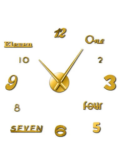 80cm 3D Effect Silent Sweeping Wall Clock, Decor Wall Clock, Acrylic Battery Power Clock for Living Room, Office, Bedroom Room &amp; Decoration - Gold