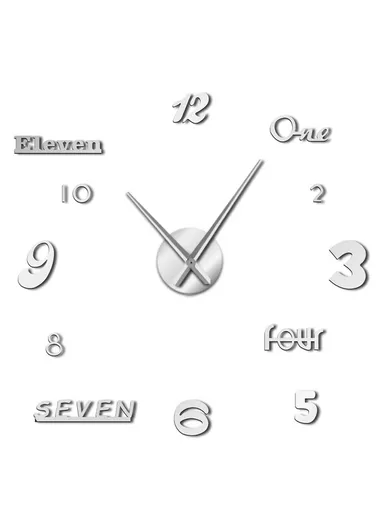 80cm 3D Effect Silent Sweeping Wall Clock, Decor Wall Clock, Acrylic Battery Power Clock for Living Room, Office, Bedroom Room &amp; Decoration - Silver