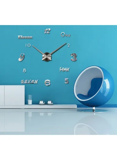 80cm 3D Effect Silent Sweeping Wall Clock, Decor Wall Clock, Acrylic Battery Power Clock for Living Room, Office, Bedroom Room &amp; Decoration - Silver