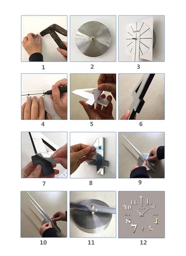 80cm DIY Silent Wall Clock, 3D Decor Wall Clock, Acrylic Battery Power Clock for Living Room, Office, Bedroom Room &amp; Decoration 12S039-M - Silver