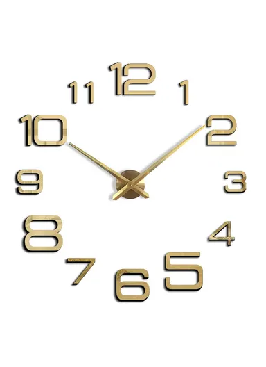 80cm DIY Silent Wall Clock, 3D Decor Wall Clock, Acrylic Battery Power Clock for Living Room, Office, Bedroom Room &amp; Decoration 12S039-M - Gold