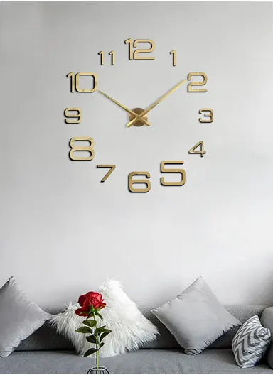 80cm DIY Silent Wall Clock, 3D Decor Wall Clock, Acrylic Battery Power Clock for Living Room, Office, Bedroom Room &amp; Decoration 12S039-M - Gold