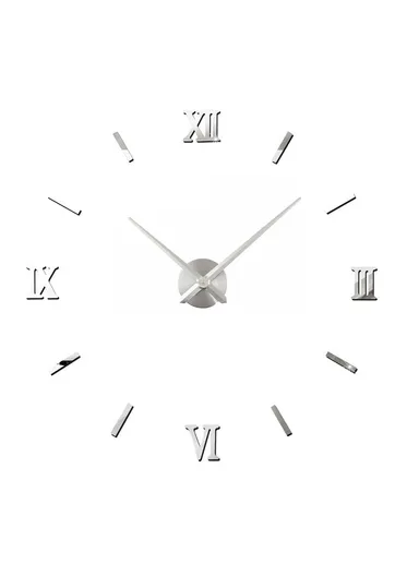 80cm 3D DIY Frameless Roman Numeral Silent Wall Clock, Battery Power Clock for Living Room, Office, Bedroom Room &amp; Decoration 12S034-M - Sliver