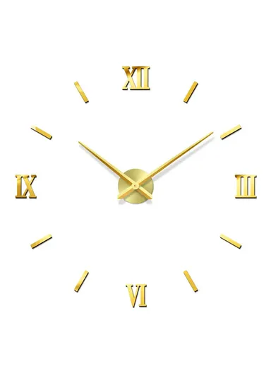 80cm 3D DIY Frameless Roman Numeral Silent Wall Clock, Battery Power Clock for Living Room, Office, Bedroom Room &amp; Decoration 12S034-M - Gold