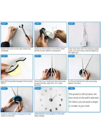 60cm 3D DIY Frameless Acrylic Coffee Machine Silent Wall Clock, Battery Power Clock for Living Room, Office, Bedroom Room &amp; Decoration 12S033-S - Sliver