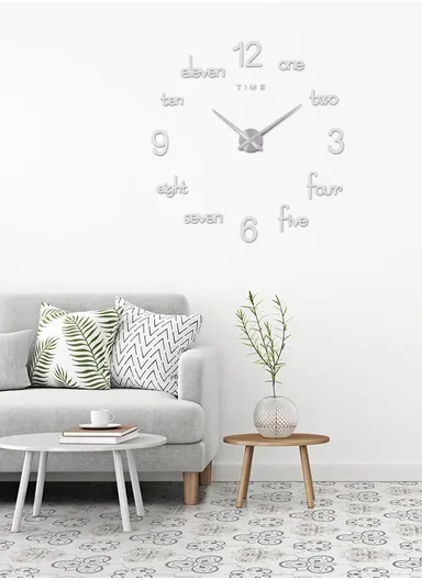 80cm DIY Modern Frameless Silent Wall Clock, Battery Power Clock for Living Room, Office, Bedroom Room &amp; Decoration 12S045 - Silver