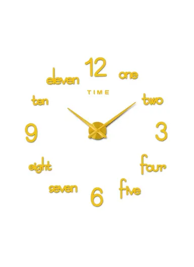 80cm DIY Modern Frameless Silent Wall Clock, Battery Power Clock for Living Room, Office, Bedroom Room &amp; Decoration 12S045 - Gold